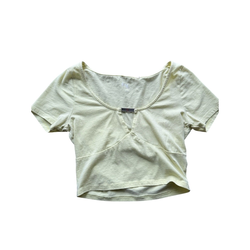 PacSun Yellow Baby Tee Keyhole‎ Crop Top Women's Small Y2K Coquette Fitted - Picture 2 of 5